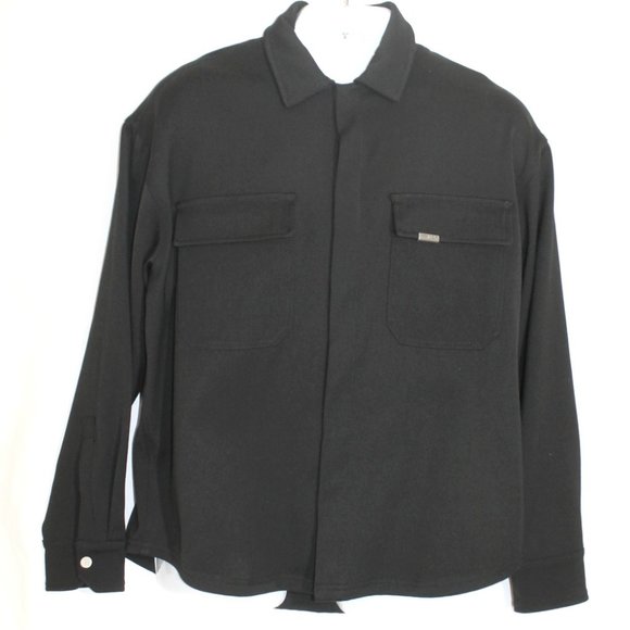 REPRESENT MEN'S BLACK SNAP FRONT JACKET SIZE MEDIUM COLLARED POCKETS LONG SLEEVE